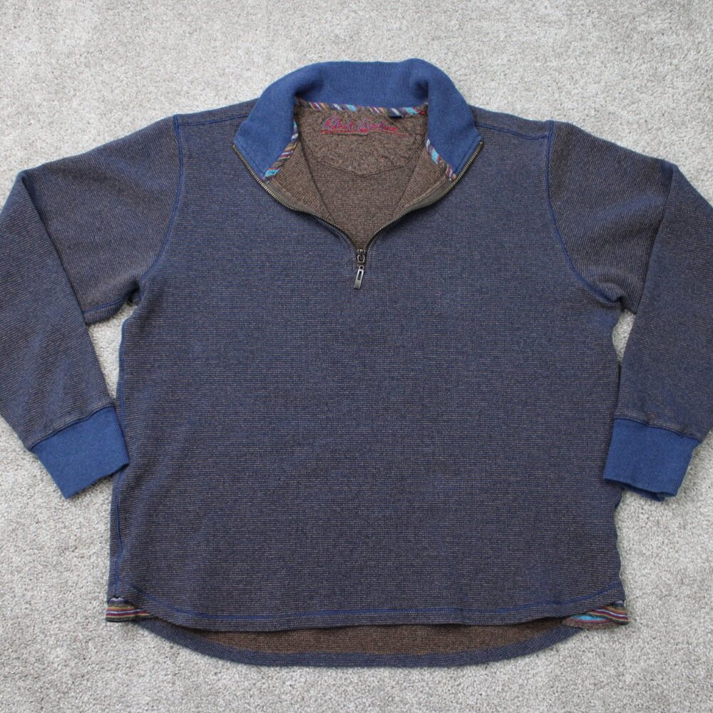 Robert Graham Sweatshirt Mens Large Blue 1/4 Zip 100% Cotton‎ Pullover Sweater - Picture 2 of 9